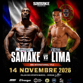 Affiche officielle Samaké vs Lima, 14 novembre 2026, avec 9MM partenaire